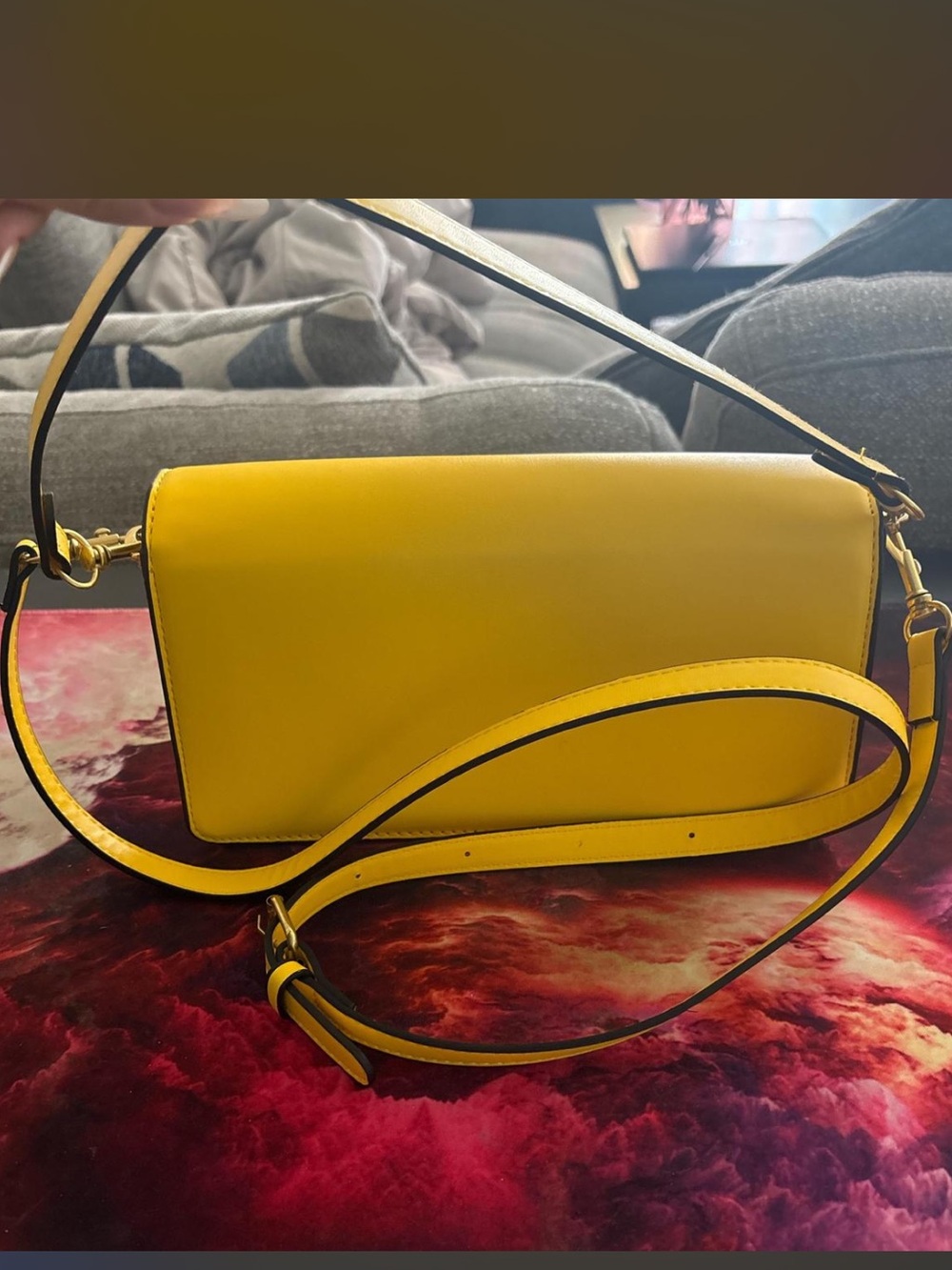 Faux Coach Yellow Signature Canvas Crossbody Bag - Picture 2 of 3